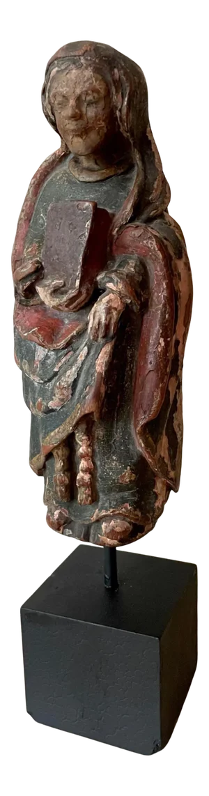 12th Century Romanesque Wood Sculpture of the Virgin Mary.