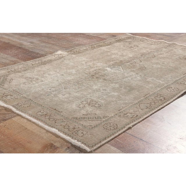 Textile Mid 20th Century Distressed Faded Vintage Persian Rug, 03'01 X 04'07 For Sale - Image 7 of 10