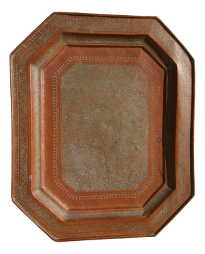 Copper Sheet Tray with Engraved Pattern, 1970s