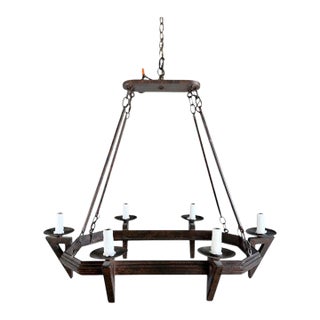 20th Century Spanish Style Wrought Iron Chandelier 6-Light For Sale