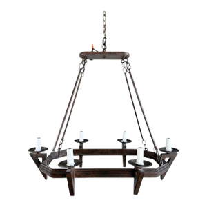 20th Century Spanish Style Wrought Iron Chandelier 6-Light