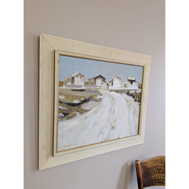 1964 Mid-Century Modern 'Beyond the White Road' Swedish Abstract Landscape Oil Painting, Framed For Sale - Image 4 of 11
