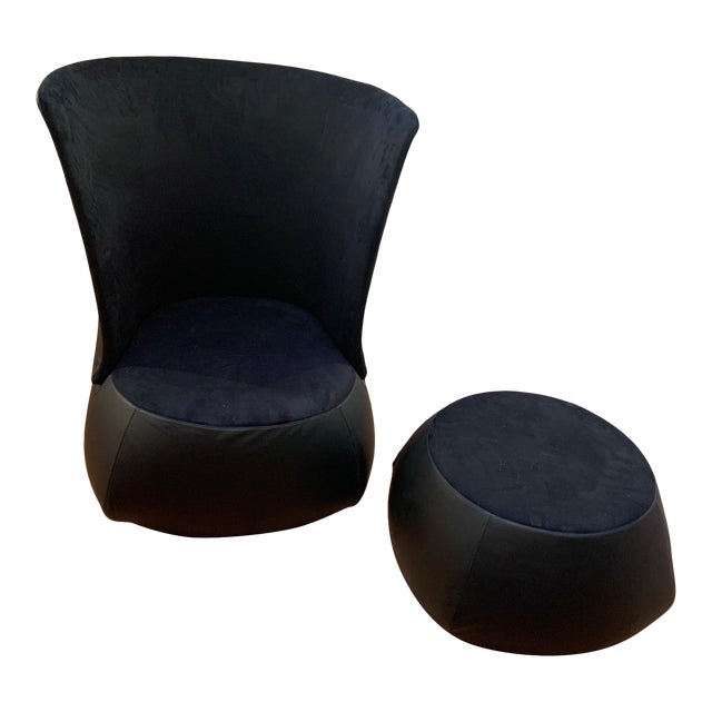 Mid Century B B Italia Fat Sofa Chair And Ottoman 2 Piece Set Chairish