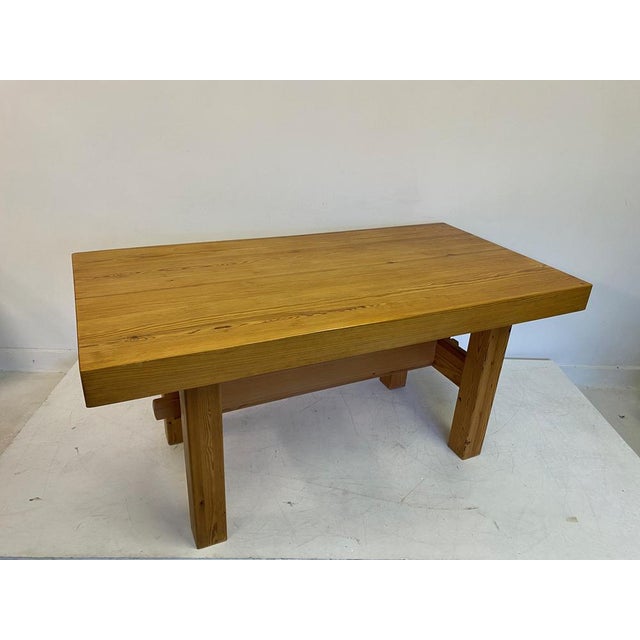 Dining table or desk Pine Simple chunky style Sweden 1970s