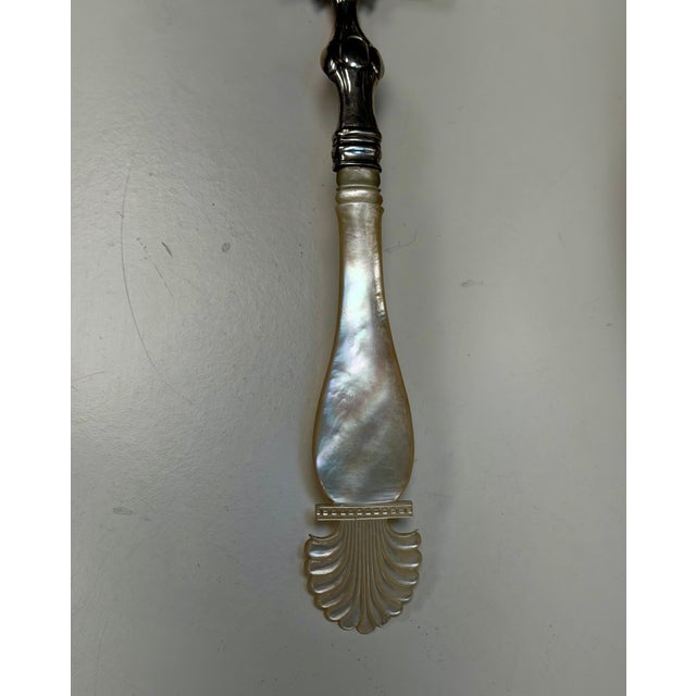 Silver Antique Silver Plated Fish Server/Cake Slice With Carved Mother-of-Pearl Handle For Sale - Image 8 of 8