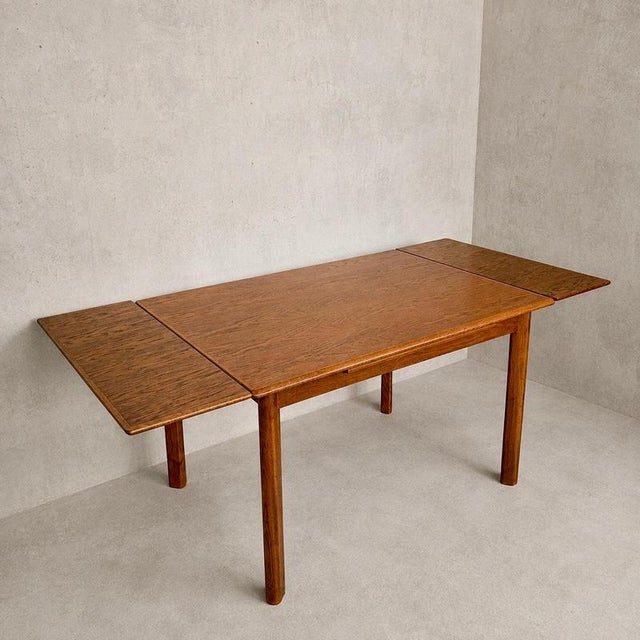 Mid-Century Teak, Walnut and Oak Draw Leaf Extending Dining Table, 1960s For Sale - Image 10 of 10