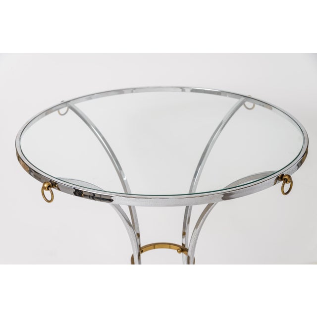 1970s Chrome Round Accent Table in the Manner of Maison Jansen For Sale - Image 5 of 8