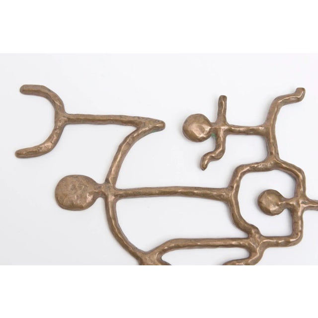 Michael and Frances Higgins Vintage Higgins Hand Hammered Bronze Stick Figure Small Wall Sculpture Signed For Sale - Image 4 of 8
