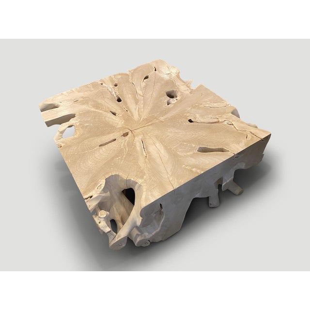 Andrianna Shamaris Bleached Teak Wood Coffee Table or Console For Sale - Image 16 of 18