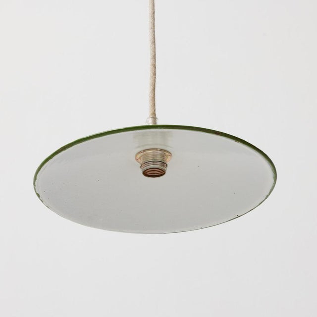 Antique French Hanging Lamp in Green Lacquered Metal For Sale - Image 6 of 13