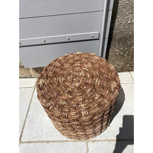 Pouf / stool in vintage woven cord in the style of audoux & minet 1970s.