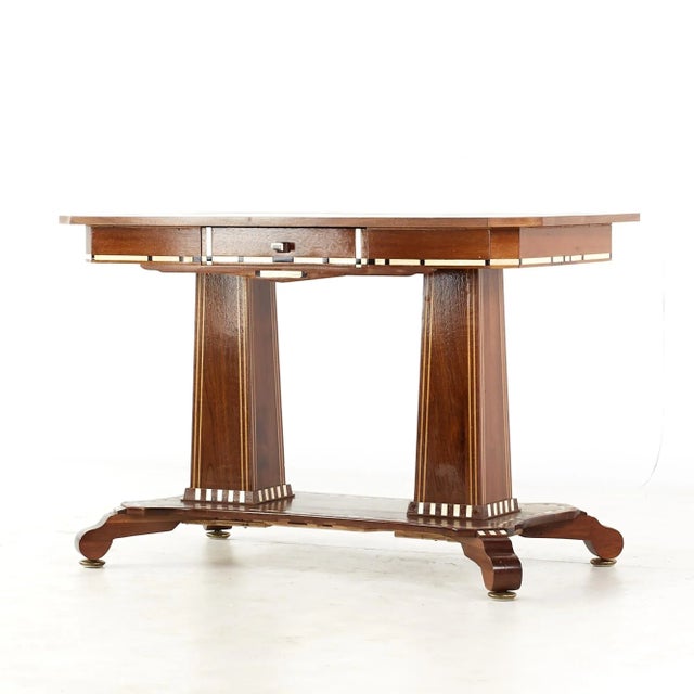 Contemporary Inlaid Art Deco Pedestal Console Table For Sale - Image 3 of 8