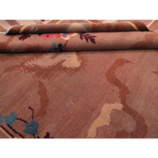Textile Galerie Shabab Collection Early 20th Century Chinese Art Deco Inspired Vintage Indian Carpet For Sale - Image 7 of 7