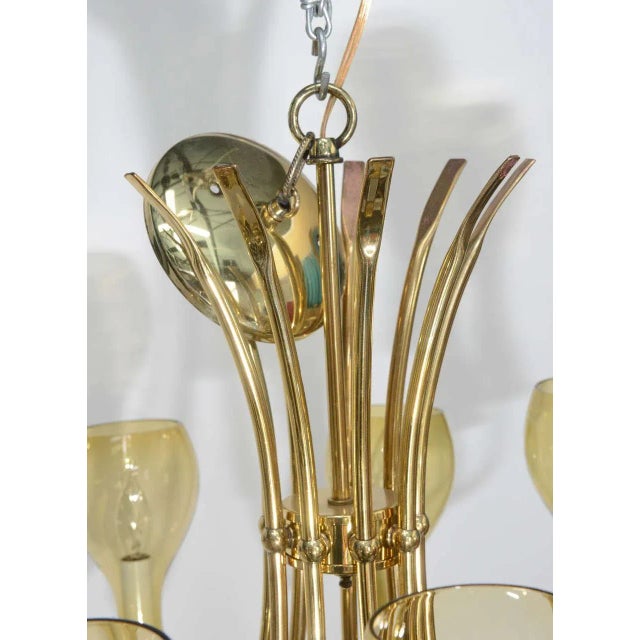 Metal 1970s Brass Chandelier For Sale - Image 7 of 10