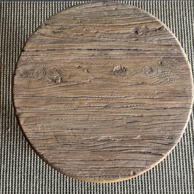 Not Yet Made - Made To Order Reclaimed Elm Wood Round Side Table in Natural Elm Wood For Sale - Image 5 of 5