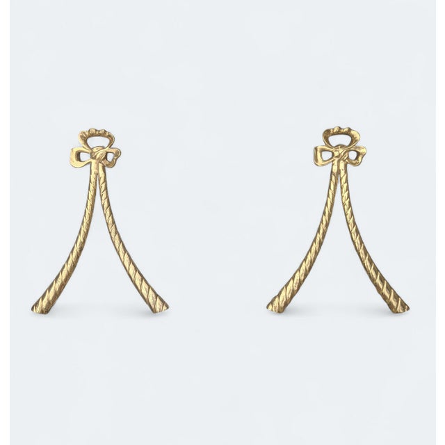 Vintage Decorative Brass Bow Wall Hangings- A Pair For Sale - Image 4 of 10