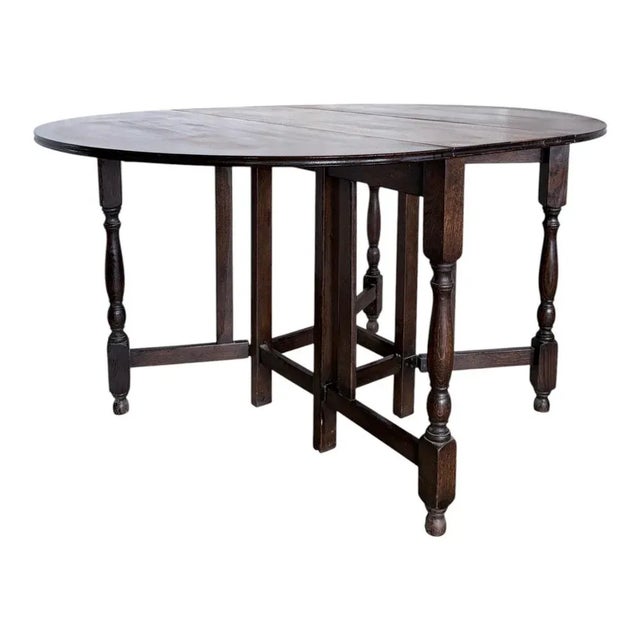 Vintage Oak Drop Leaf Dining Table, 1950s For Sale - Image 3 of 10