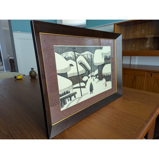 An exceptional, highly graphic vintage 20th-century hand-pulled woodblock print by the world-renowned master of the...