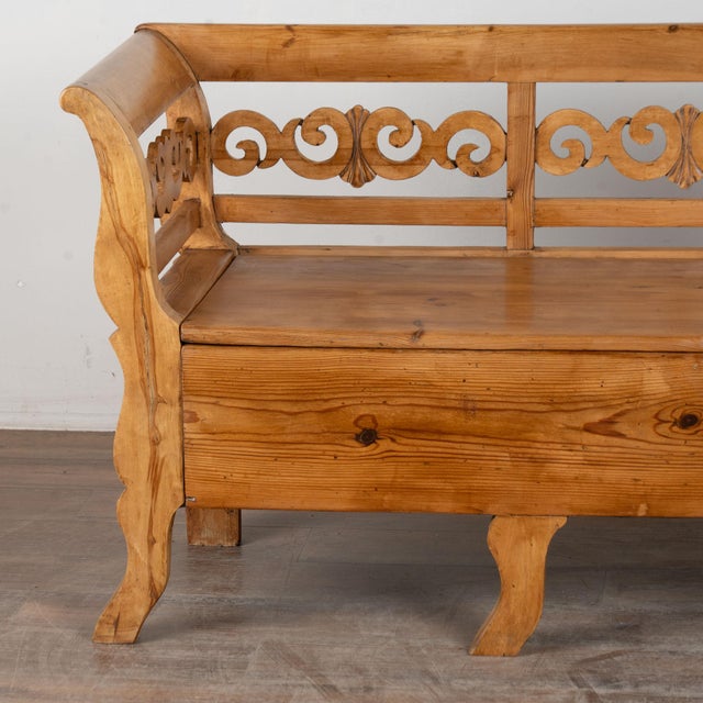 Mid 19th Century 19th Century Swedish Pine Bench With Storage For Sale - Image 5 of 15
