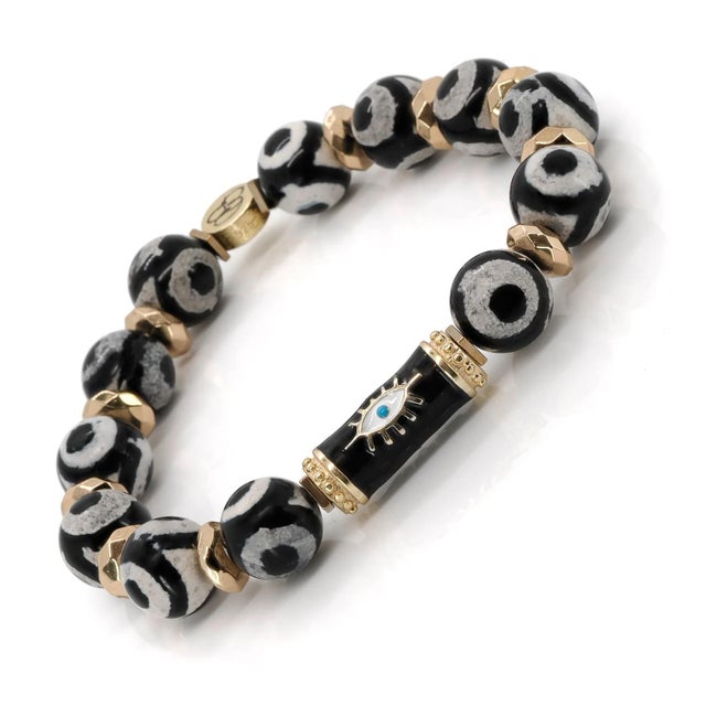 Early 21st Century Karma Black Evil Eye Beaded Bracelet For Sale - Image 5 of 6