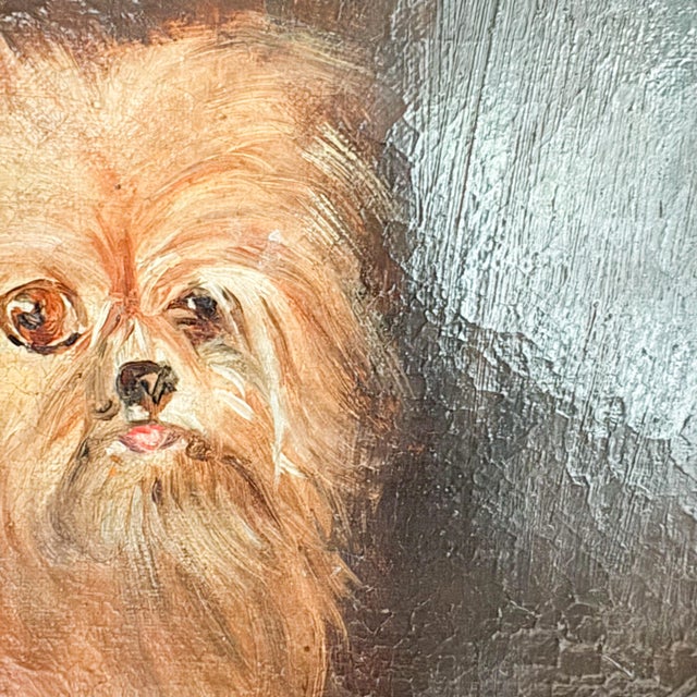 English Distressed Antique Dog Oil Painting Framed, Late 1800's Portrait of a Dog For Sale - Image 3 of 18