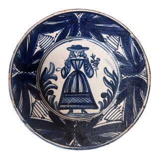 Large Spanish Faience Plate, C 1900 For Sale