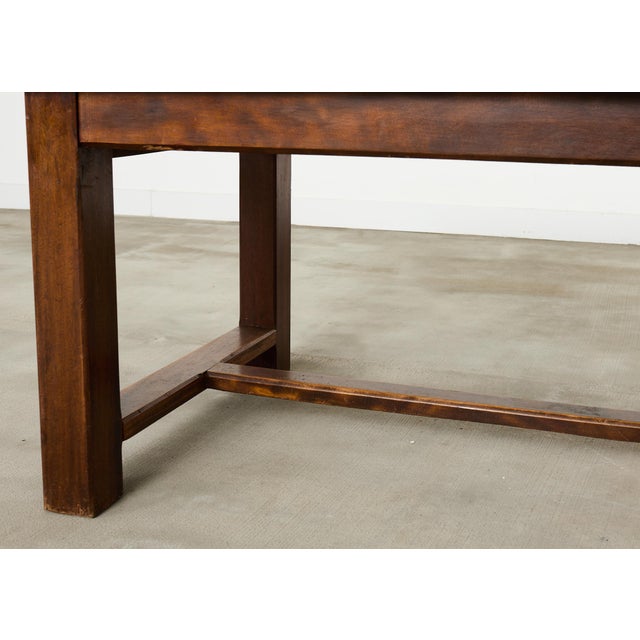 Country French Farmhouse Mahogany Trestle Dining Table For Sale - Image 9 of 12