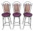 1990s Walter E Smith Wrought Iron and Leather Swivel Bar Stools- Set of 3 For Sale
