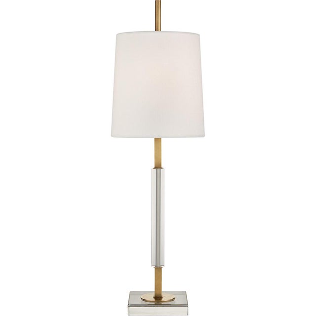 Lexington Medium Table Lamp in Hand-Rubbed Antique Brass and Crystal with Linen Shade Designer: Thomas O'Brien Height:...