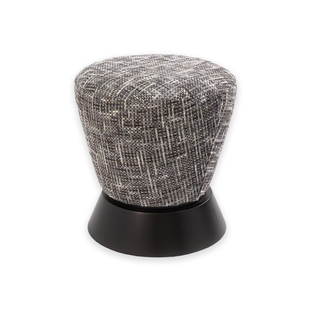 Contemporary Modern Black and Gray Fabric Upholstered Swivel Vanity Stool For Sale In Detroit - Image 6 of 6