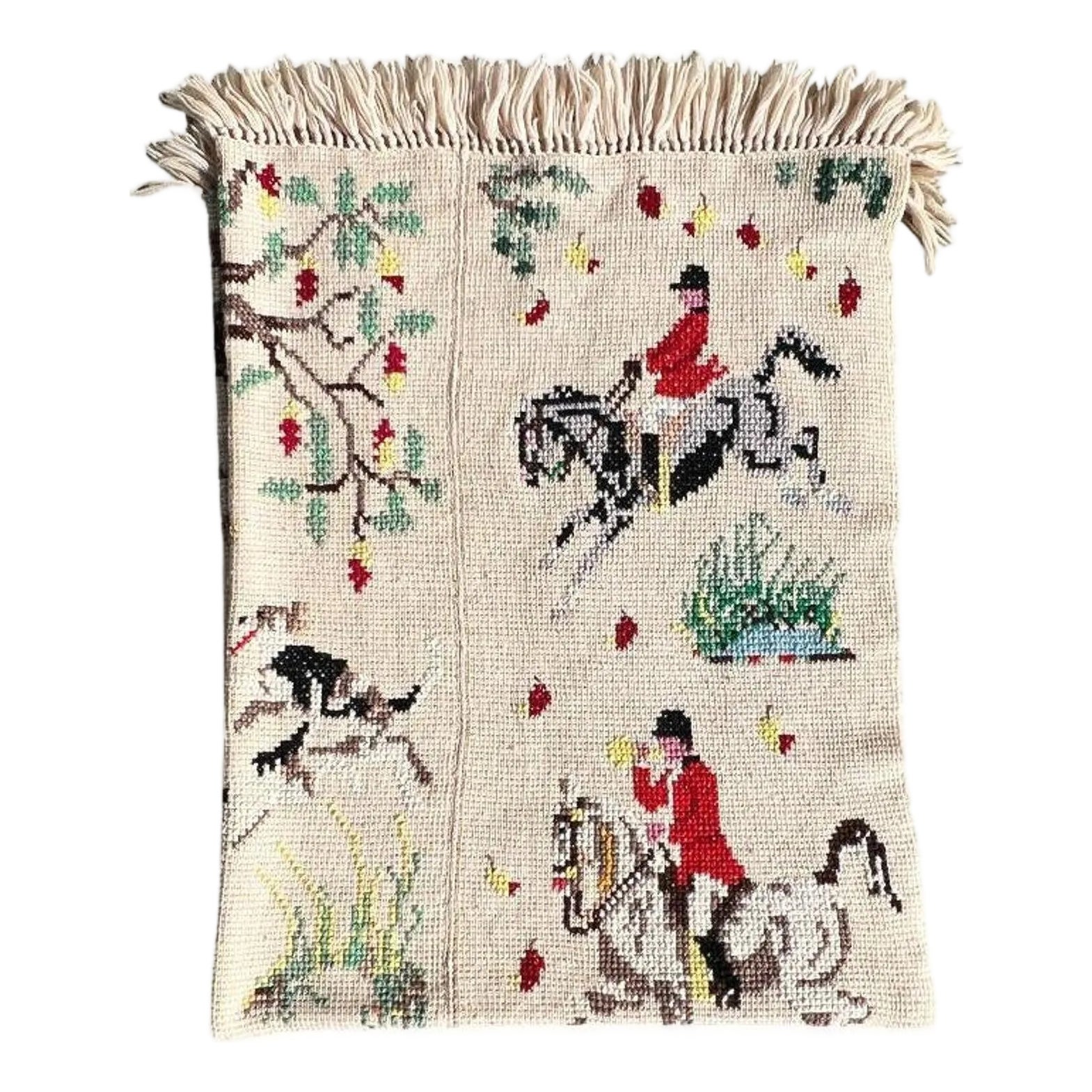 Mid 20th Century Vintage Hand Knitted and Embroidered English Hunting ...