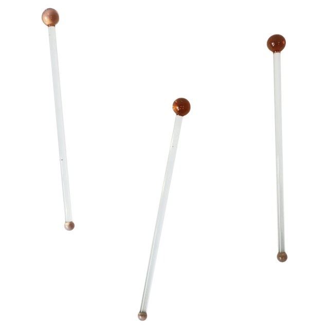Light Pink Art Deco Period Pink Art Glass Cocktail Stirrers - Set of 3 For Sale - Image 8 of 8