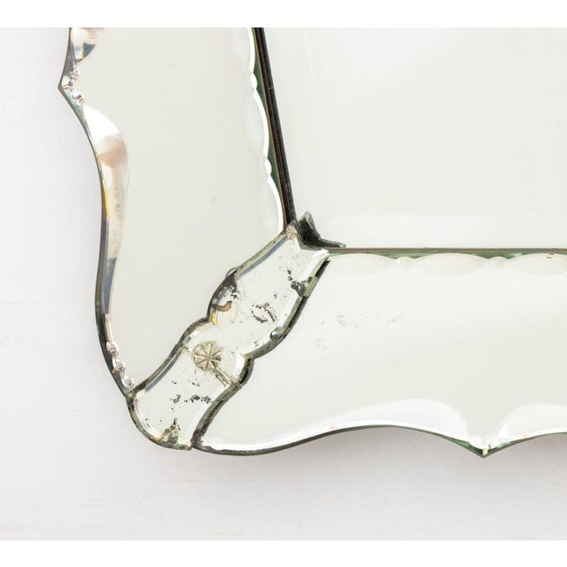 Glass Vintage Venetian Style Framed Beveled Glass Mirror For Sale - Image 7 of 8