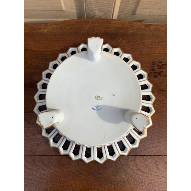 Reticulated Porcelain Basket With Gilt Detail and Lion Paw Feet For Sale - Image 9 of 10