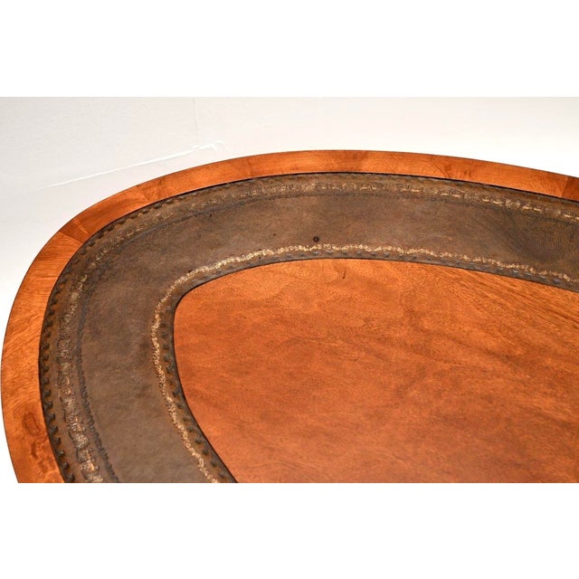 Wood Antique Regency Leather Top Coffee Table, 1950 For Sale - Image 7 of 10
