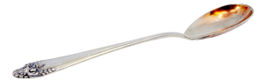 Silver Dessert Spoon with Golden Shell and Grooves
