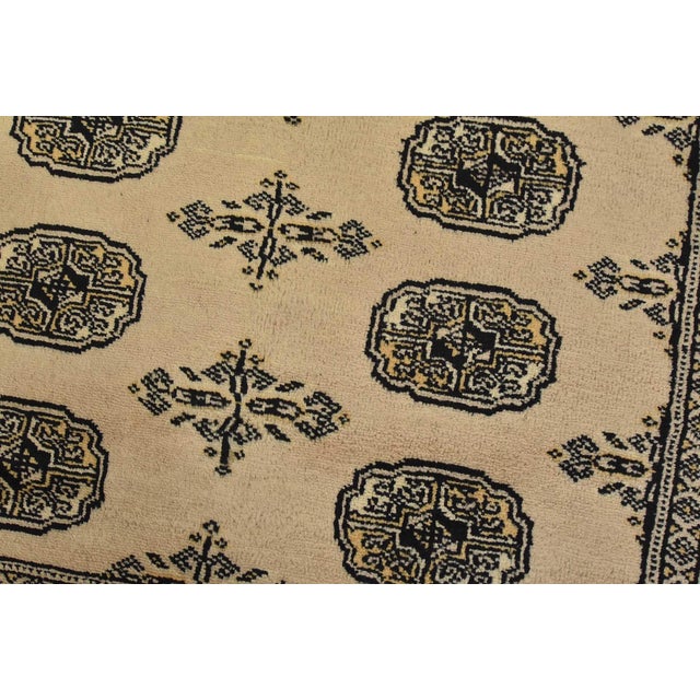 Bokhara Rug 4′ X 6’3” Beige Wool Tribal Hand-Knotted Oriental Carpet For Sale - Image 4 of 11