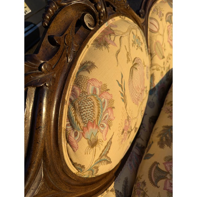 Early 20th Century Floral Carved Wood Frame Loveseat For Sale - Image 11 of 13