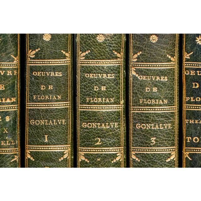 Rare Collection 18th Century Full Leather Bound Antique Books Works of Jean-Pierre Claris De Florian French Collector's Set For Sale - Image 4 of 18