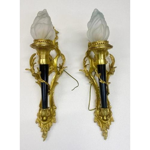 Victorian Ormolu Torch Sconces, Set of 2 For Sale - Image 5 of 5