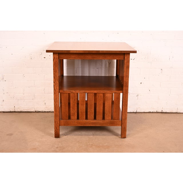 L. & J.G. Stickley, Inc. Stickley Mission Oak Arts & Crafts Spindle Side Table, Newly Refinished For Sale - Image 4 of 12