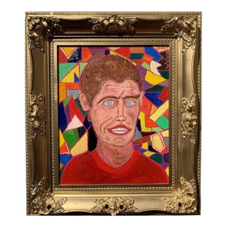 One-of-a-Kind Painting on Canvas "Crash Kennedy" by Serg Graff, Gold Frame, Coa For Sale
