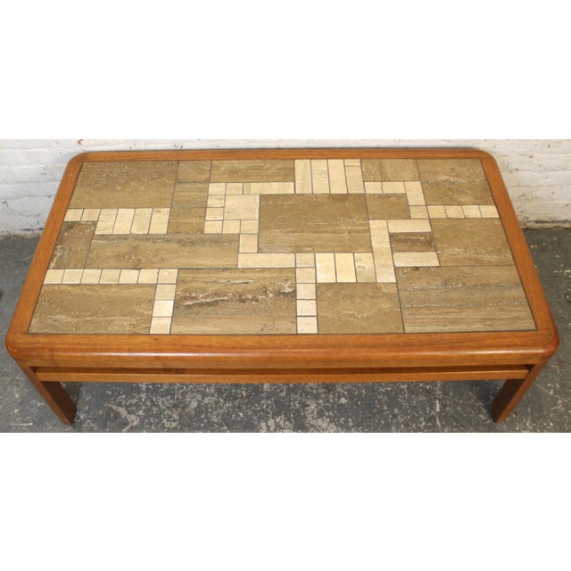 Mid 20th Century Mid 20th Century Handmade Danish Ceramic Tile and Teak Coffee Table by Haslev For Sale - Image 5 of 10