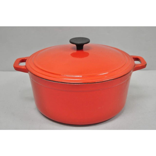 Late 20th Century Martha Stewart Collection Red Cast Iron Dutch Oven Covered Pot For Sale - Image 11 of 11
