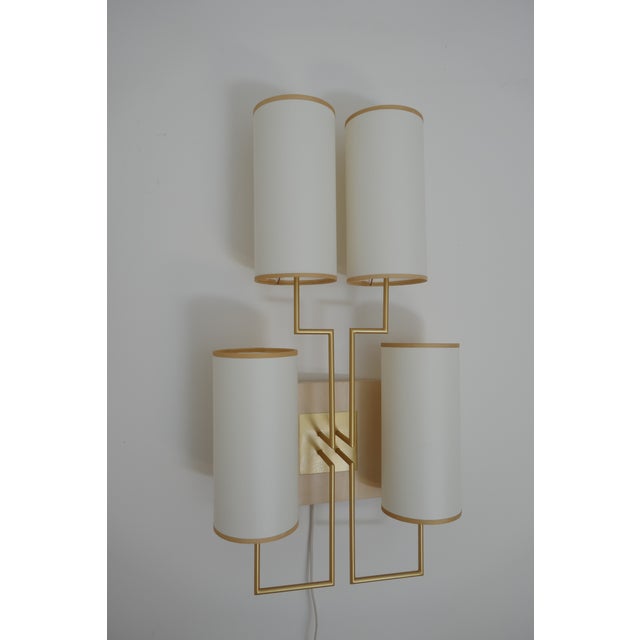 Wall Sconce Tiges4 in Patinated Gold Metal and Fabric by Aymeric Lefort For Sale - Image 10 of 11