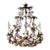 Italian Mid-Century Modern Tole Chandelier, Gold Gilt, Porcelain Roses For Sale