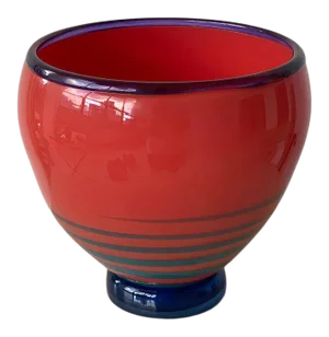 Vintage Postmodern Art Glass Footed Bowl, by Pizzichillo and Gordon, Circa 1990s