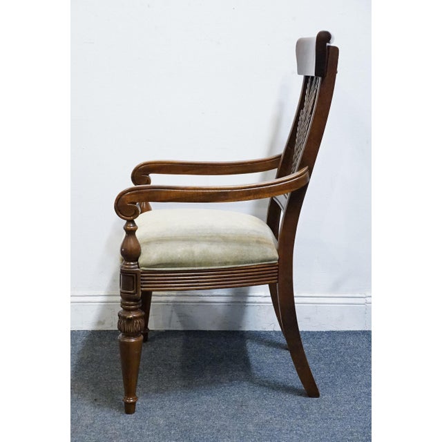 Early 21st Century Thomasville Furniture Solid Cherry Contemporary Traditional Style Wheat Back Dining Arm Chair 19242 For Sale - Image 5 of 10