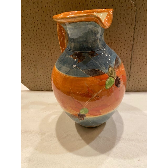 1980s 1980s French Provence Multi-Color Glazed Decorative Ceramic Pitcher For Sale - Image 5 of 10
