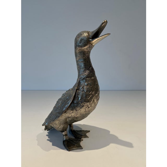 Set of 3 1970 Large Silver Bronze Duck For Sale - Image 12 of 12